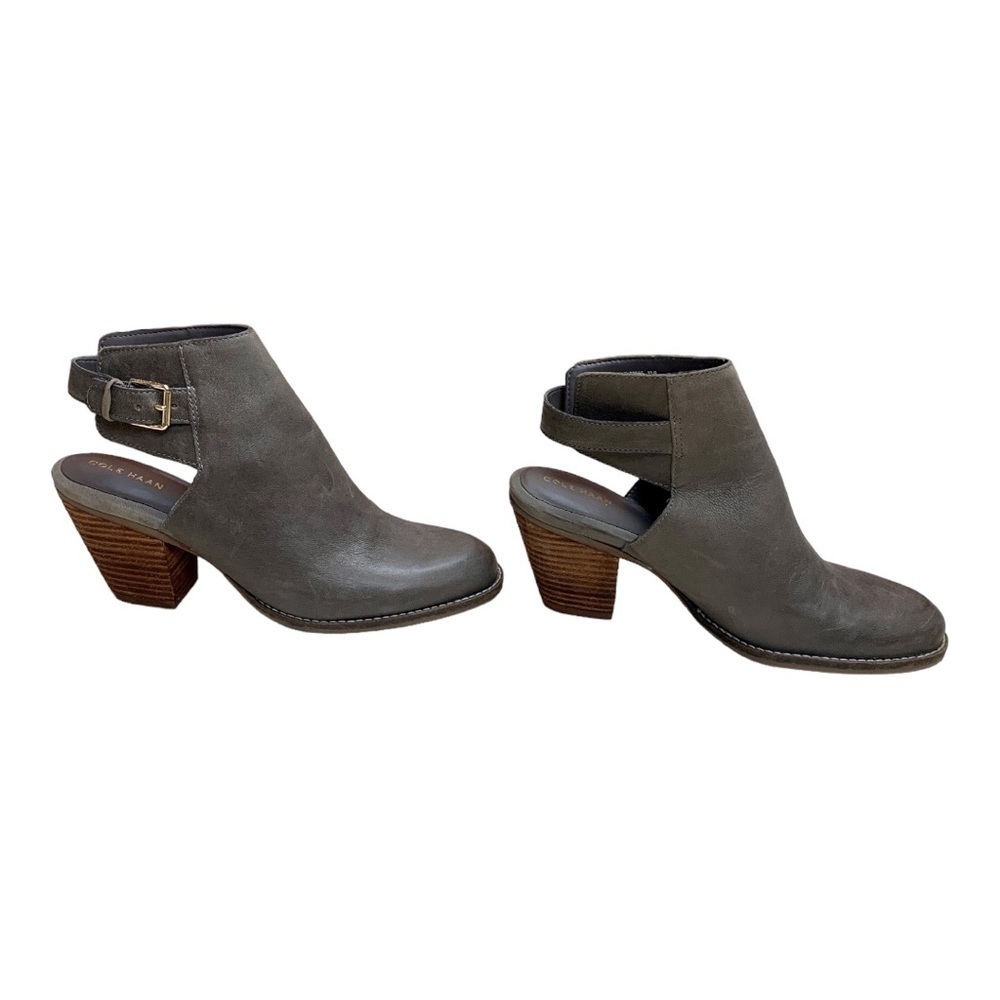 Cole Haan Pippa Leather Slingback Block Heel Booties Stormcloud Size 10B - Picture 3 of 12